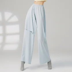 2024 NEW Women Modern Dance Training Costumes Loose Wide-legged Pants Yoga Side Streamers Design Trousers 13 Colors