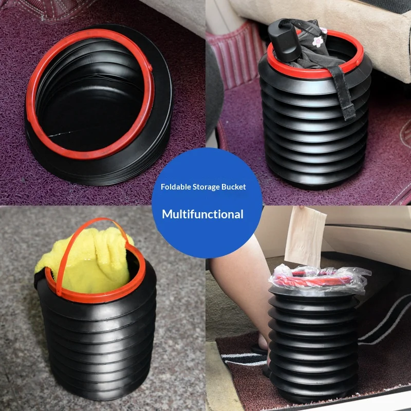 Car-mounted Trash Can A Multi-functional Vehicle-mounted Collapsible Car-mounted Telescopic and Retractable Trash Can - Portable