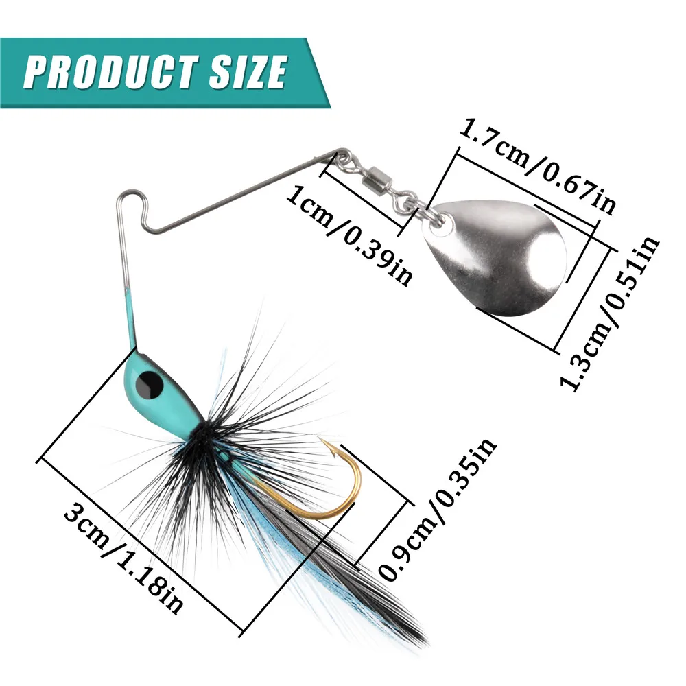 6Pcs/12Pcs Spinner bait Bass Fishing Lure Metal jig Mini Rooster Bait Tail Spinner Lure for Trout Salmon Panfish Artificial bait
