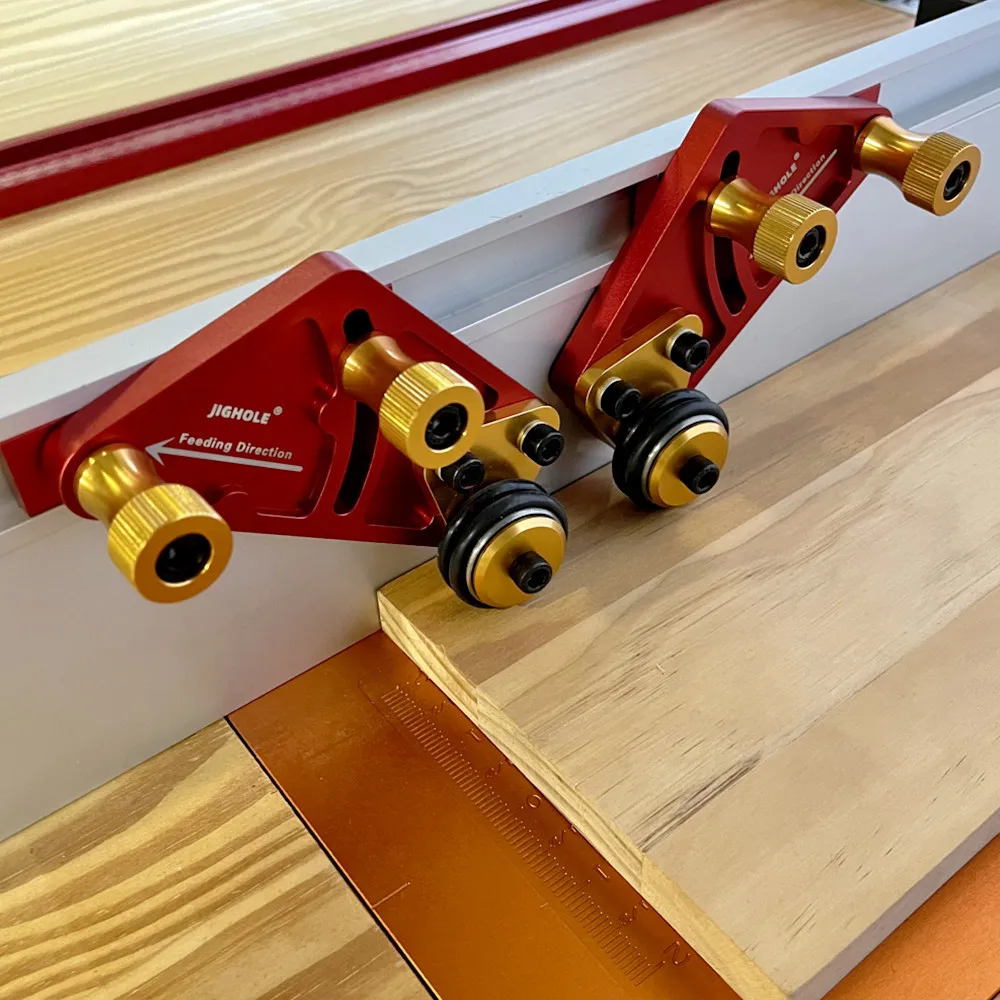 Dual Roller Featherboard Multi-functional Bearing Wheel Stock Roller Hold Down Woodworking Feather Board Safety Auxiliary Tool