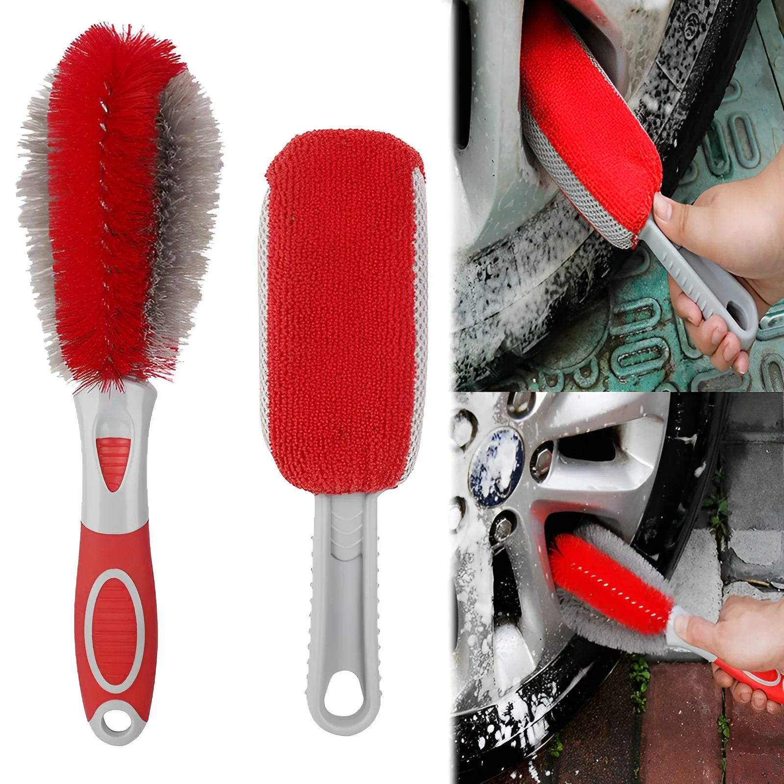 Car Wheel Tire Cleaning Brush Car Rim Scrubber Cleaner Tool Portable Microfiber Wheel Tire Rim Detailing Brush Car Cleaning Tool