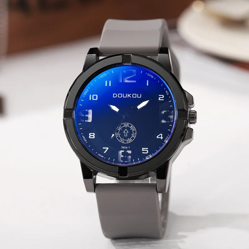 2026 ساعة كوارتز رقمية عربية كلاسيكية بسيطة كلاسيكية للرجال كاجوال بحزام سيليكون ساعات يد تناظرية مستديرة ساعة شخصية