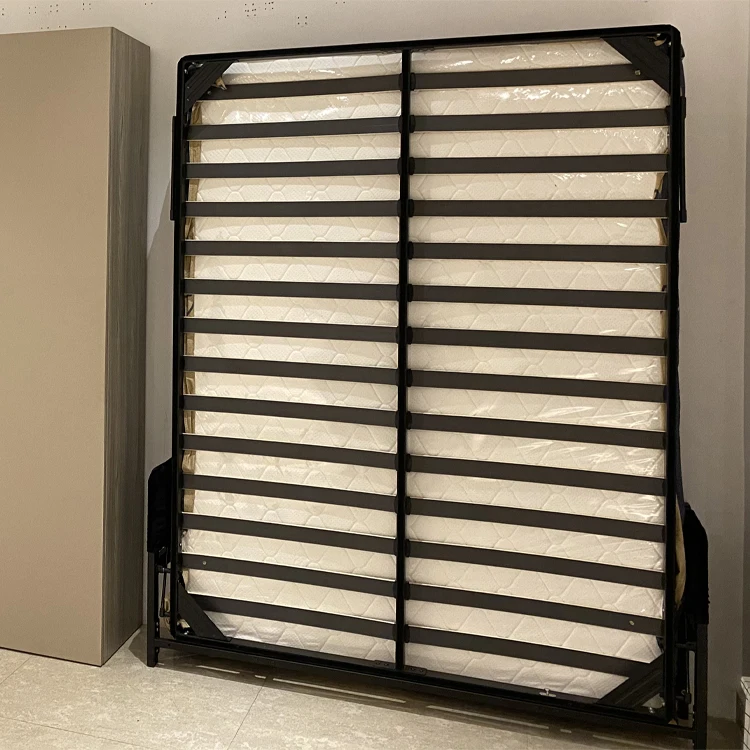 DIY Manual Iron Bed Frame Vertical Wallbed System Easy Install Folding Hidden Wall Bed Mechanism Modern Design Silent