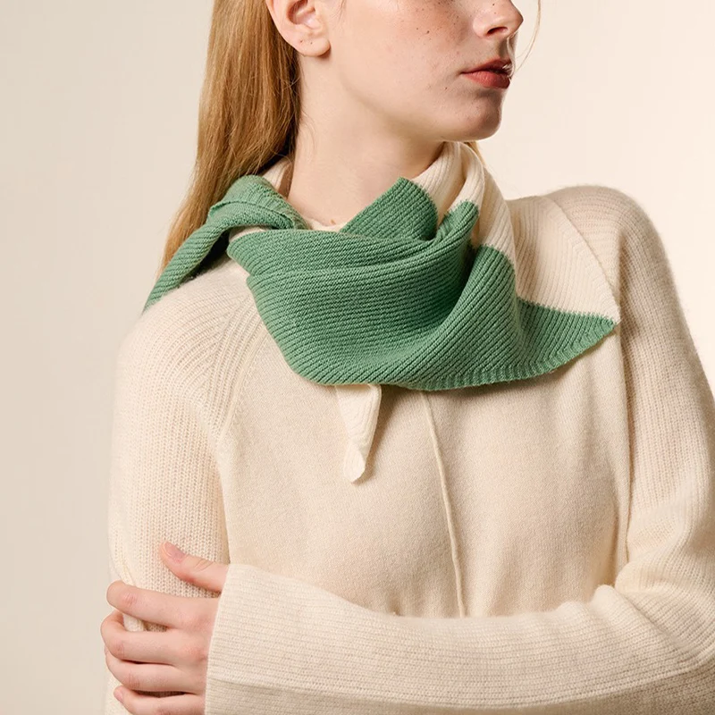 

Двухцветный треугольный шарф, шерстяной кашемировый вязаный шейный платок