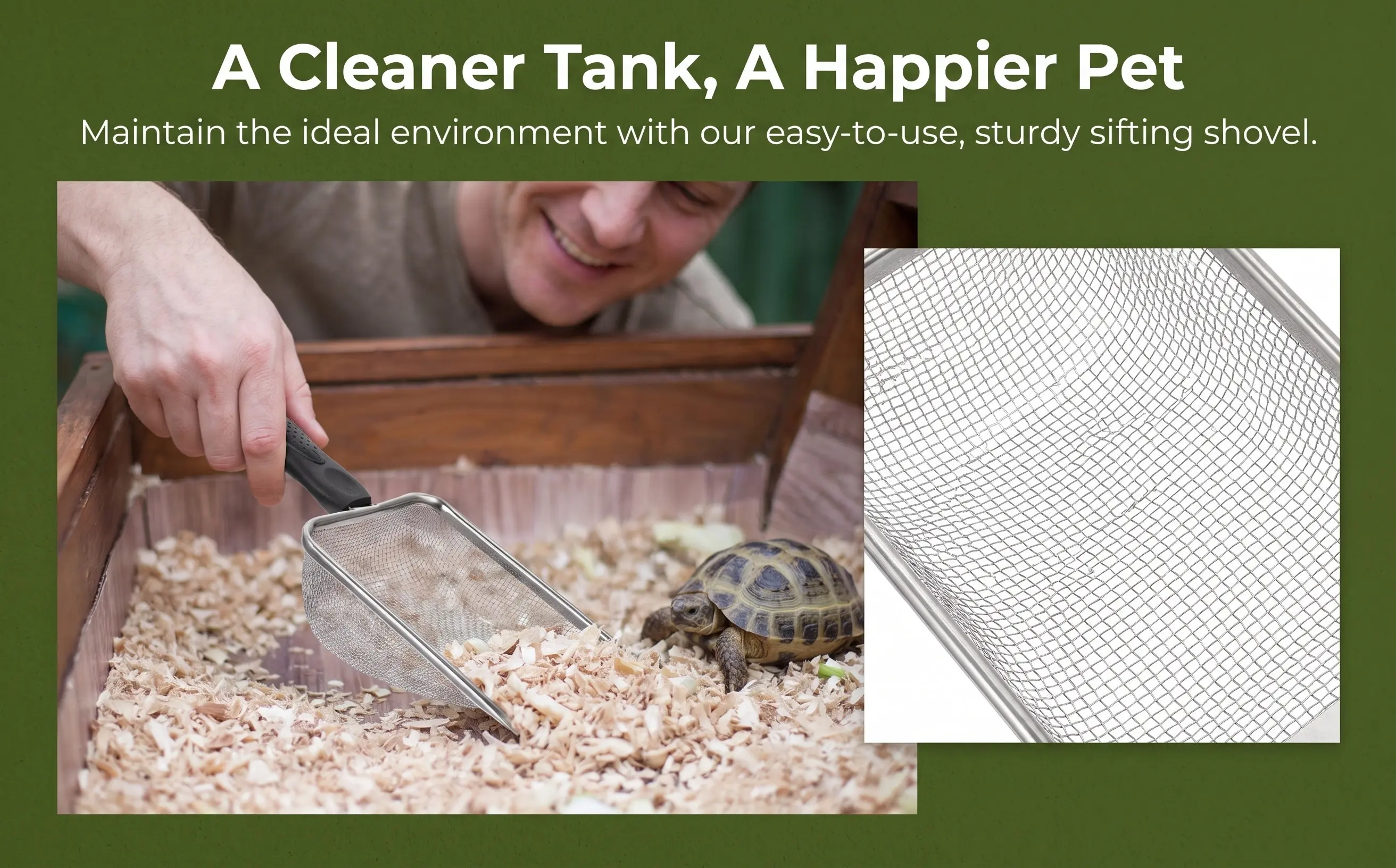1Pcs Stainless Steel Filtering Sand Shovel for Reptile Terrarium Tortoise Snake Spider Bedding Substrate Cleaning Supplies