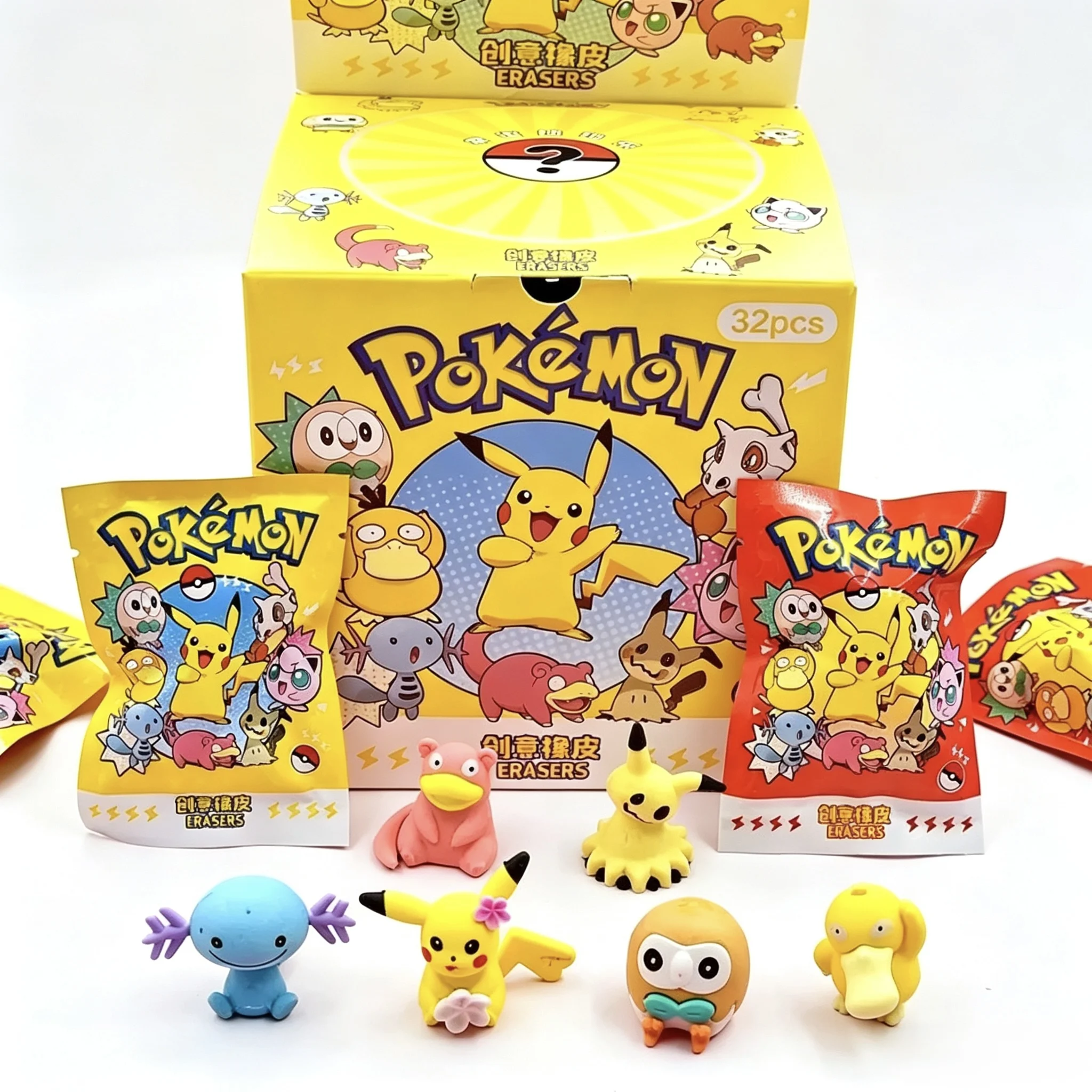 Niedliche Taschenmonster-Überraschungsbeutel Radiergummis Kawaii Cartoon Anime Blindbox-Figuren Sammlerstück Geschenk