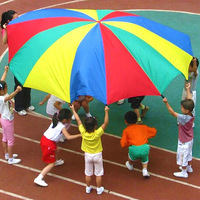 2-6M Diameter Outdoor Camping Rainbow Umbrella Parachute Toy Jump-Sack Ballute Play Interactive Teamwork Game Toy For Kids Gift