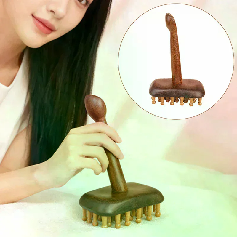 

Portable Sandalwood Gua Sha Massage Brush Head Neck Abdominal Leg Body Meridian Massager Wooden Therapy Massage Tools