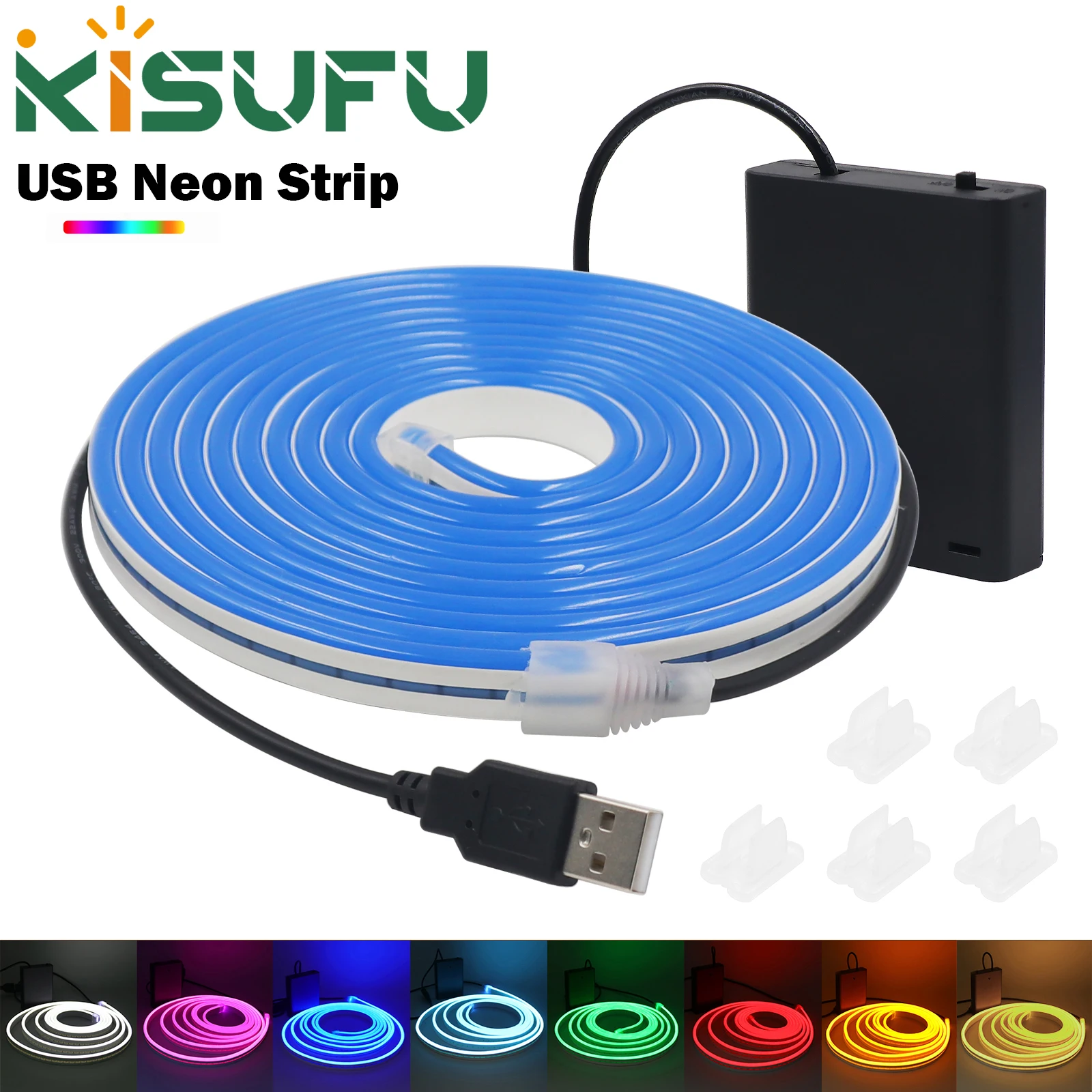 5V USB LED Strip Neon Light with Touch Dimmer/Switch/Battery Box 2835 120LEDs/m Neon Tape White Blue Red For Room Decor 2M 3M 5M