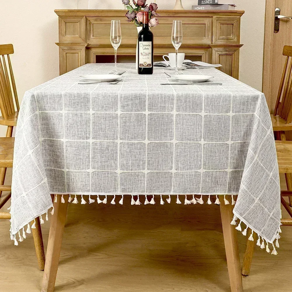 

Nordic Tassel Cloth Tabl Embroidered Leaf American Tablecloths For Events Rectangular Jacquard Coffee Table Cover