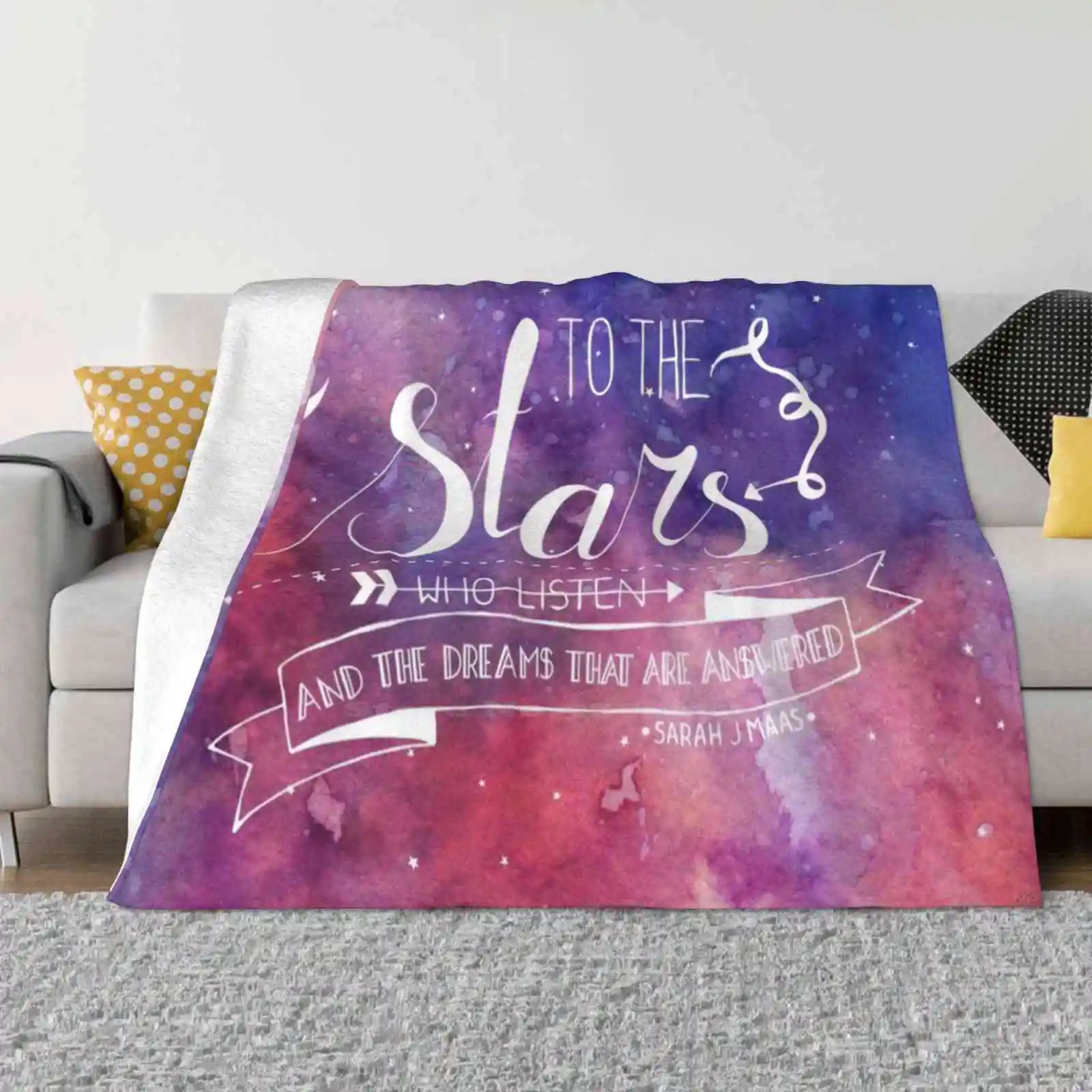 To The Stars Acomaf Quote Blanket Soft Warm Travel Portable Blanket Acomaf Acotar Rhysand Night Court Feysand Feyre A Court Of