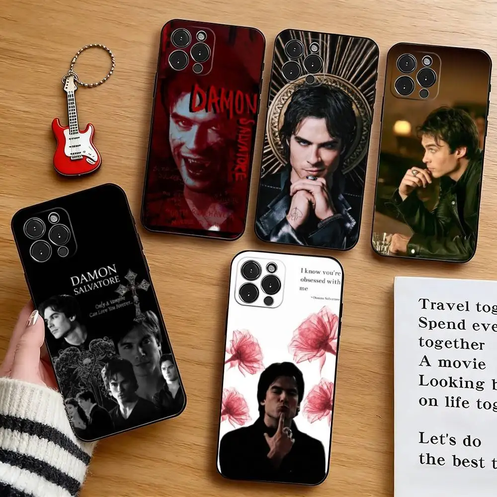

T-The Vampire Diaries D-Damon Phone Case For iPhone 17,16,15,14,13,12,11 Plus,Pro Max,XS,Soft Silicone Black Cover