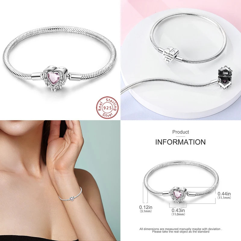 For Women 17-20CM S925 Sterling Silver Heart Rose Text Sun Woven Original Design Bracelet Fit For Wedding Fine Jewelry Making