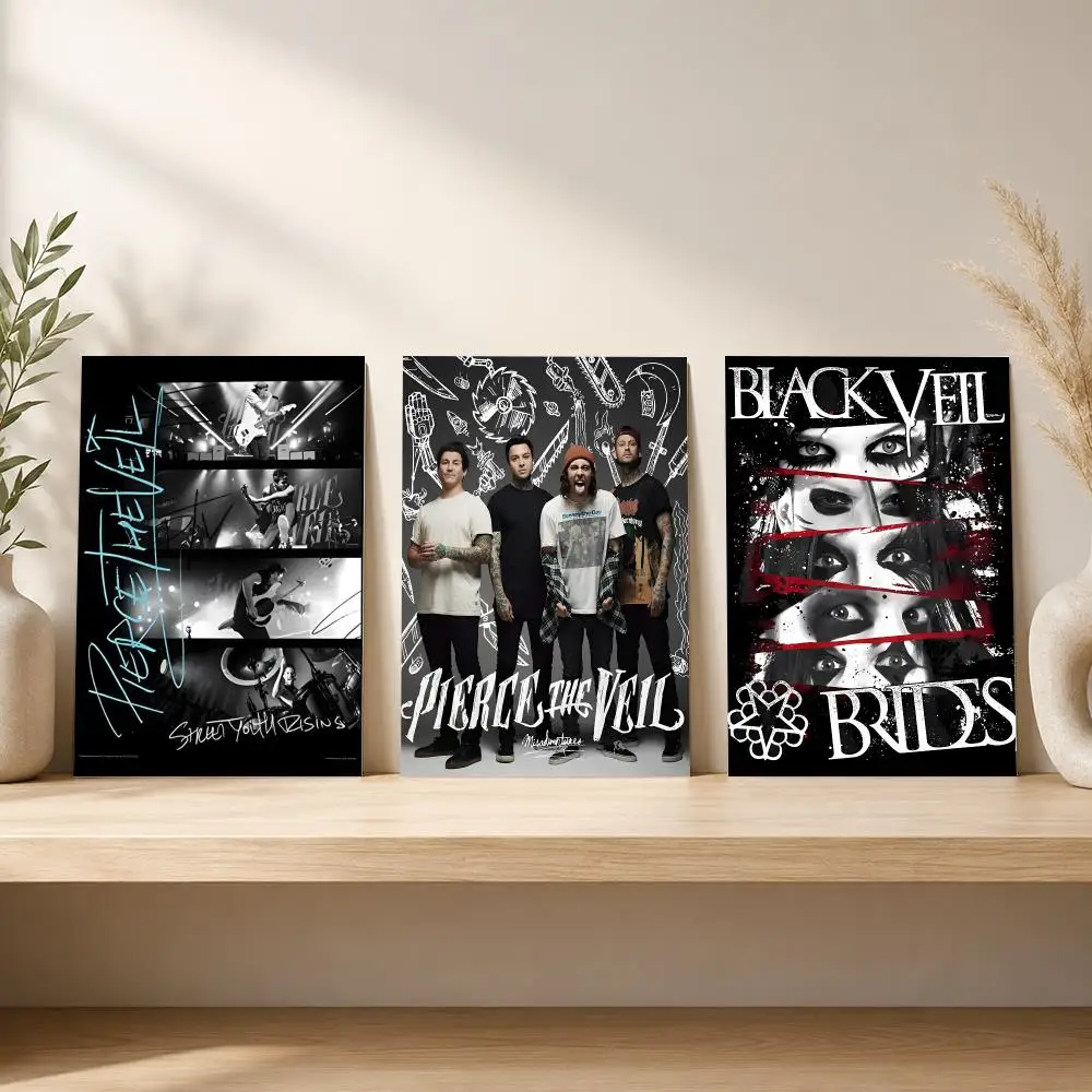 Rock Band P-Pierce The Veil Poster Stickers HD Painting Self-Adhesive Modern Art for Bedroom Living Room Home Decor Wall Decals