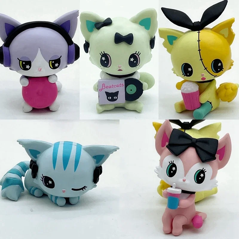 Cute Beatcats Table Collection Figure Set Layla Mia Chelsea Emma Rico Kawaii Cartoon Anime Cat PVC Figure Toys Girls Toys Gift