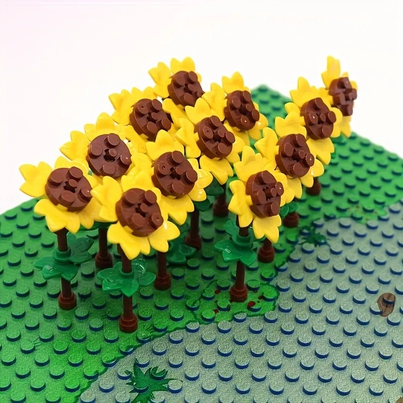 

8 Set DIY Sunflower Field Building Blocks, Mixed Color ABS Material, Creative Garden Farm Scene Children Diy Bricks Toy