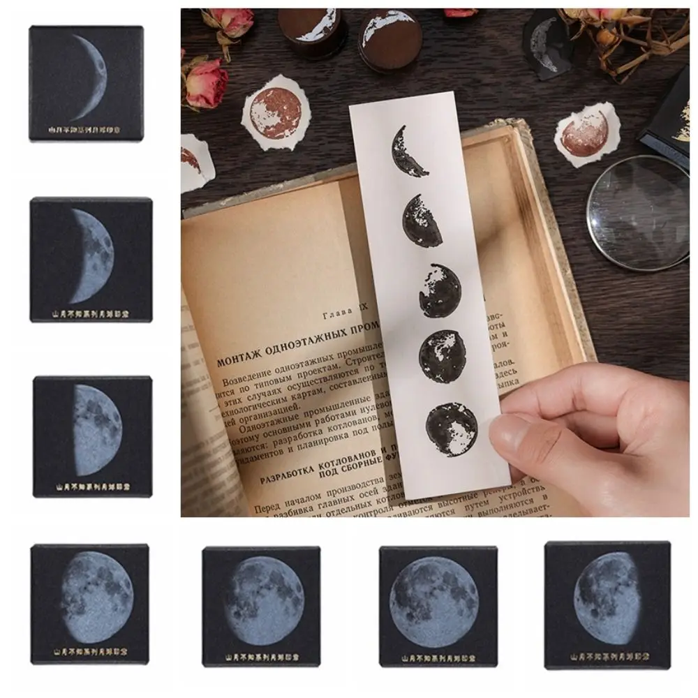 

Mountain and Moon Moon Series Seal Circular Wooden Mini Wooden Seal DIY Craft Vintage DIY Decorative Stamp