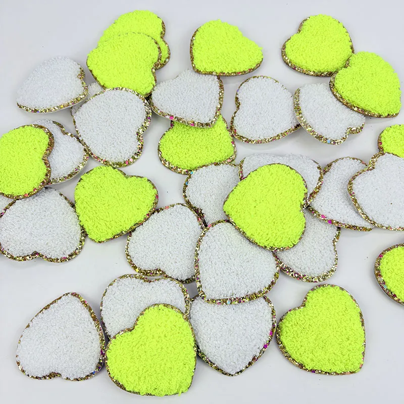 Heart Shape Patches for DIY Clothing Hat Bag Accessories Self-adhesive Fabric Gold Edge Patch 5.5cm