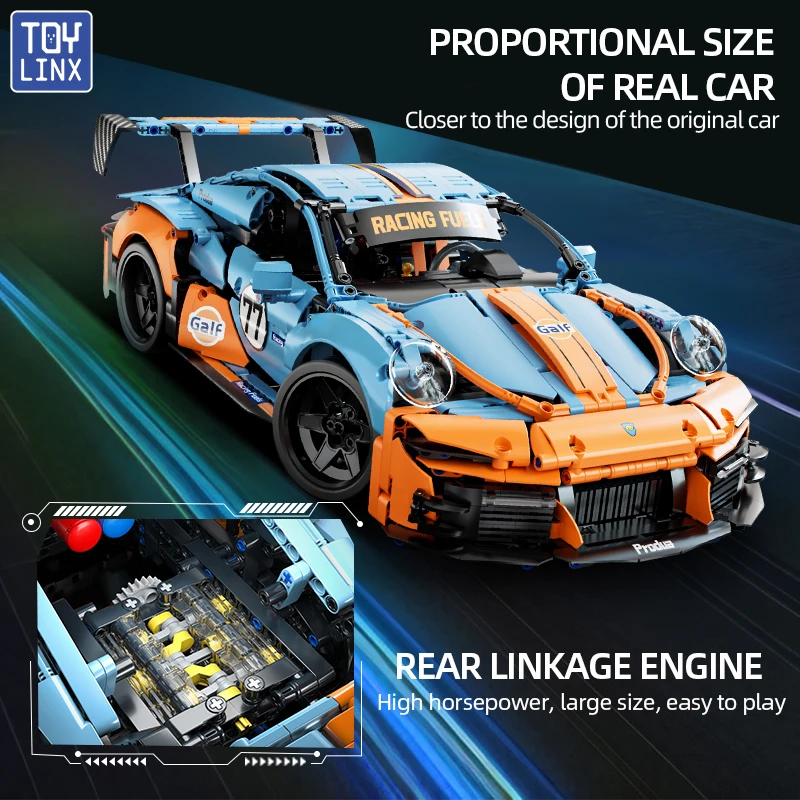 1623PCS  High-Tech Compatible 1:10 Super Sport Car Model Set Building Blocks Bricks Educational Toy Christmas Gifts For Kids