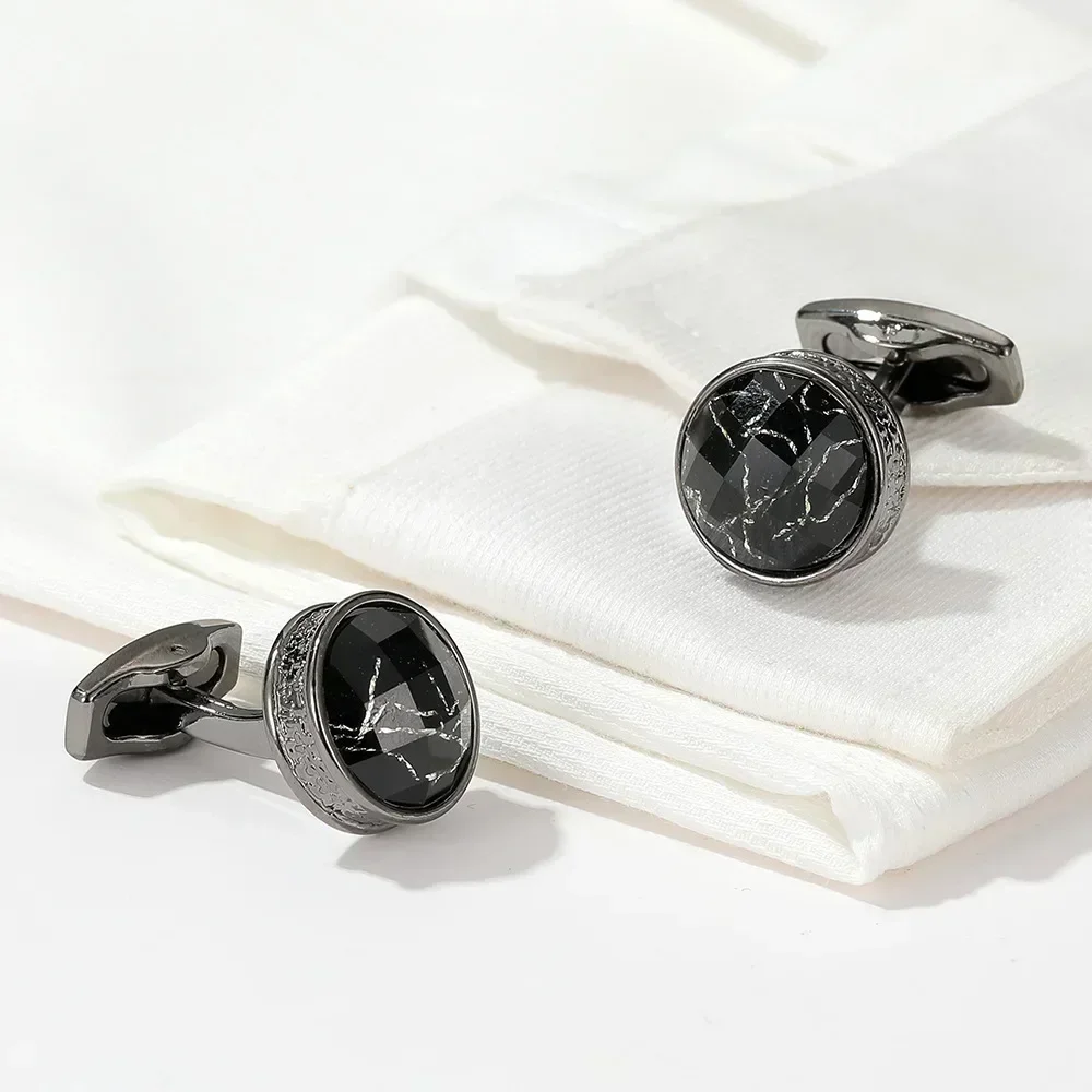 Vintage Geometric Enamel Cufflinks for Men French Fashion High-end Personalized Gifts Business Daily Shirt Cuffs Accessories