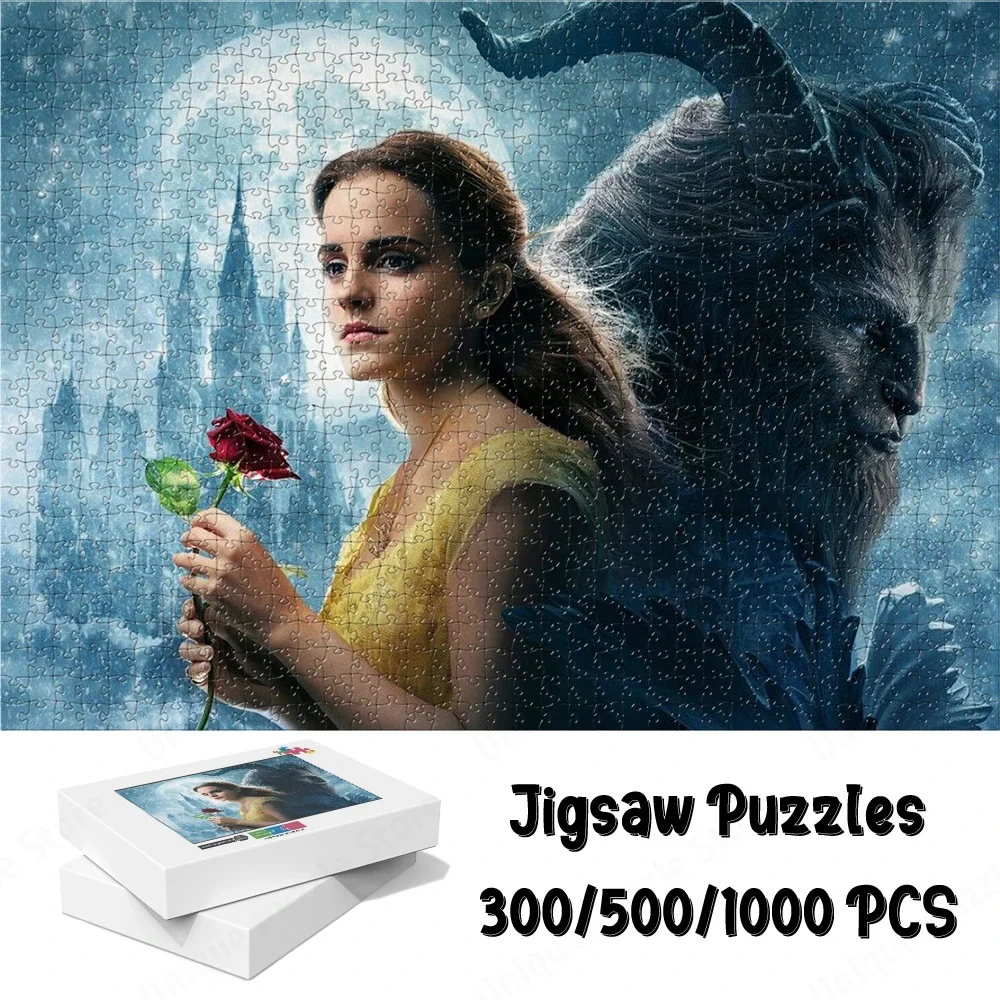 

Disney Classic Movie Series Large Adult Jigsaw Beauty and The Beast Jigsaw Puzzles Disney Castle Rose Unique Design Puzzle Game