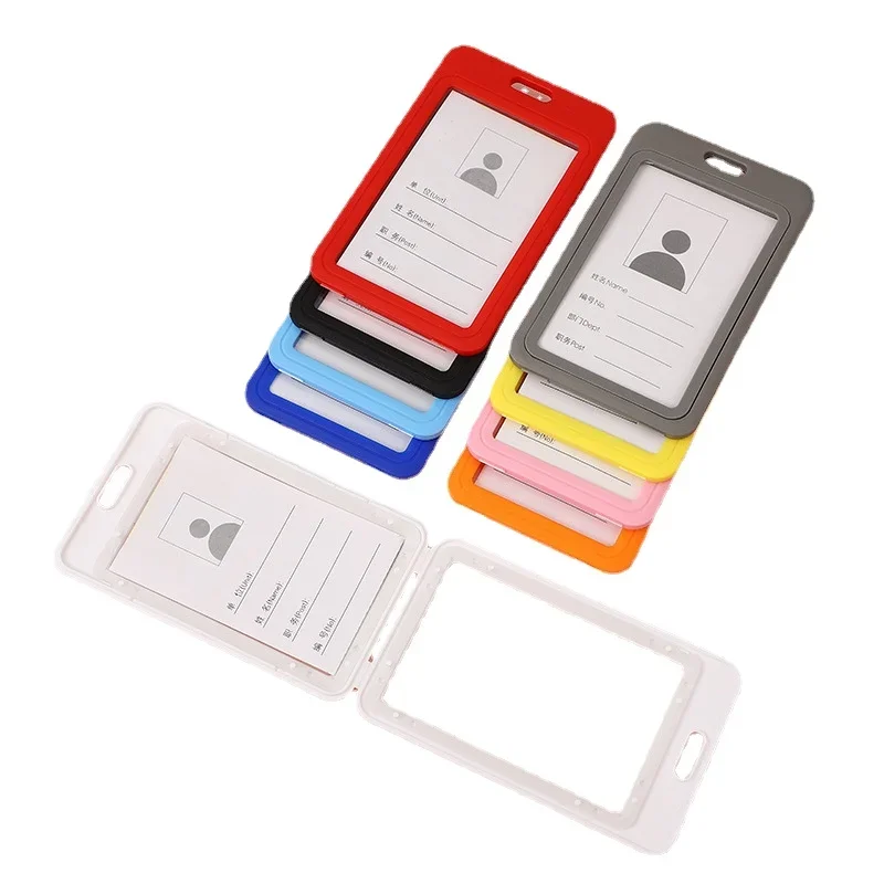 1set PP Plastic Pass Work Card Cover Case Solid Color ID Tag Chest Working Permit Case Sleeve Badge Holder Staff Workers Card