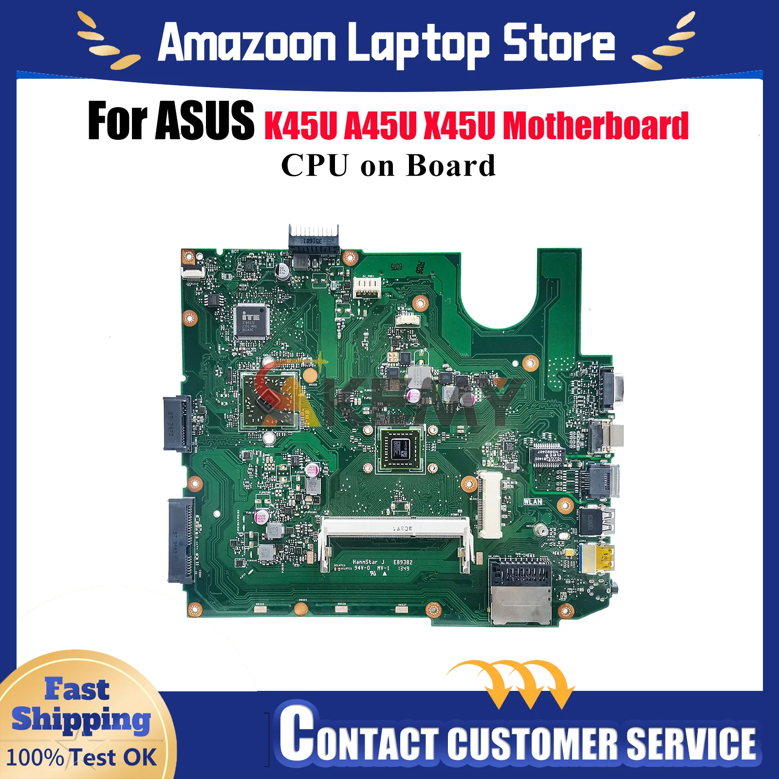 

X45U Laptop Motherboard For ASUS VivoBook X45U K45U A45U X45U Notebook Mainboard With CPU 100% tests OK fast shipping stk