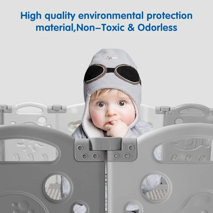 Box per bambini pieghevole a 14 pannelli aggiornato con pannello di gioco interattivo e cancello di sicurezza per bambini Design di forma regolabile per interni