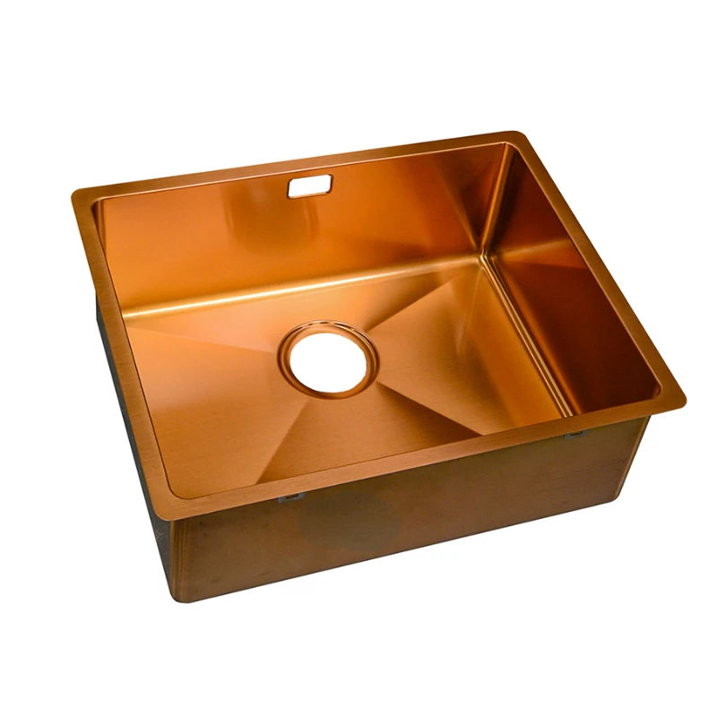 

Copper Brushed Nano Finish Simple Single Undermount Copper Kitchen Sinks