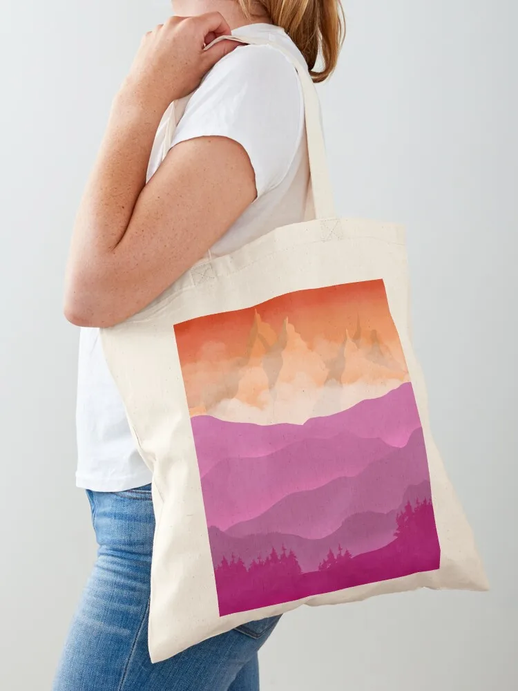 

Pink Mountain Sunset Tote Bag tote bag Women's tote bag Portable shopping Women bags