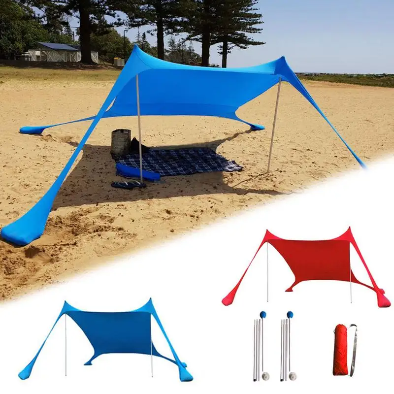 Sun Shades Beach Tent With Sandbag Portable Ultralight Family Vacation Sunshade Canopy For Outdoor Patio Beach