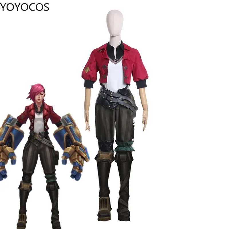 YOYOCOS LOL Arcane Vi Cosplay Costume The Piltover Enforcer Hot Game Cosplay Uniform Outfits Halloween Party Suit Women Costume