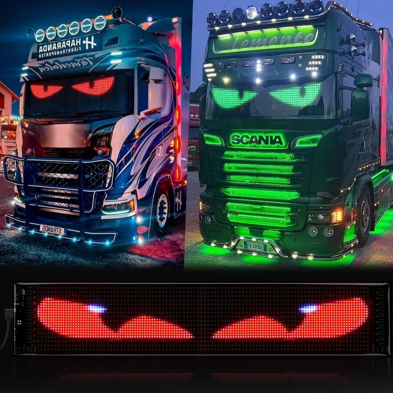 カラフルな車の悪魔の目ライト Led ソフトスクリーン DIY 車のフロントガラスダイナミック LED スマートフォンアプリ制御柔軟なマトリックススクリーン