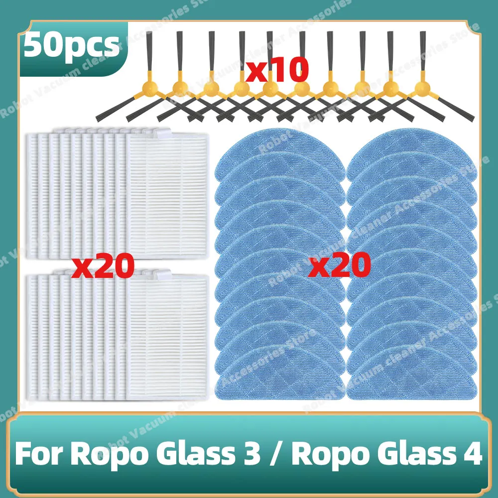 

Compatible For Ropo Glass 3 / Ropo Glass 4 Parts Side Brush Hepa Filter Mop Cloth Replacement Accessories