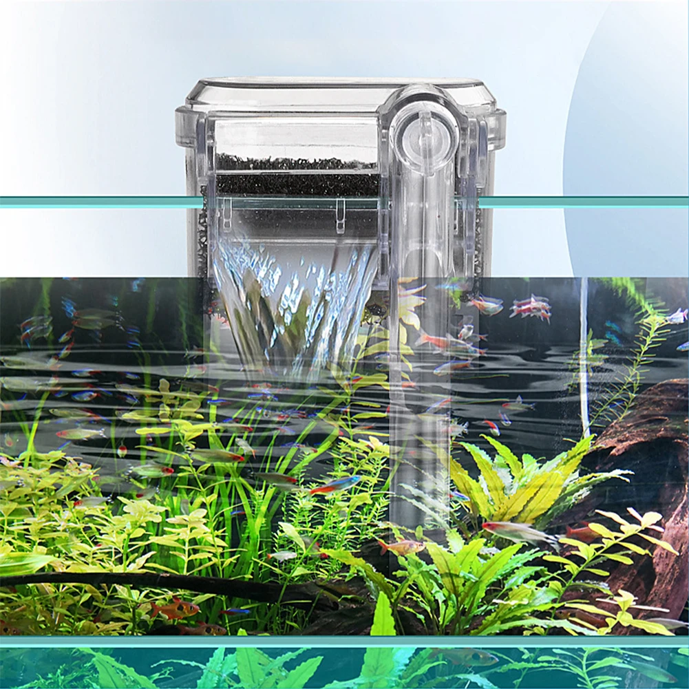 Fish Tank Suspended Filter Aquarium Hang On Filter Quiet Hang Up Filter Water Pump USB Plug In for Freshwater Saltwater Tank