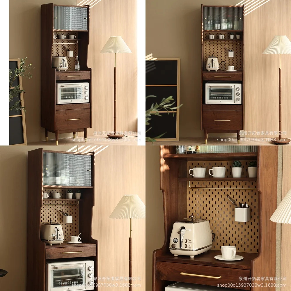 Solid Wood Dining Side Cabinet for B & B Living Room Storage Wine Cabinet Hole Board Tea Cabinet Nordic Restaurant Storage