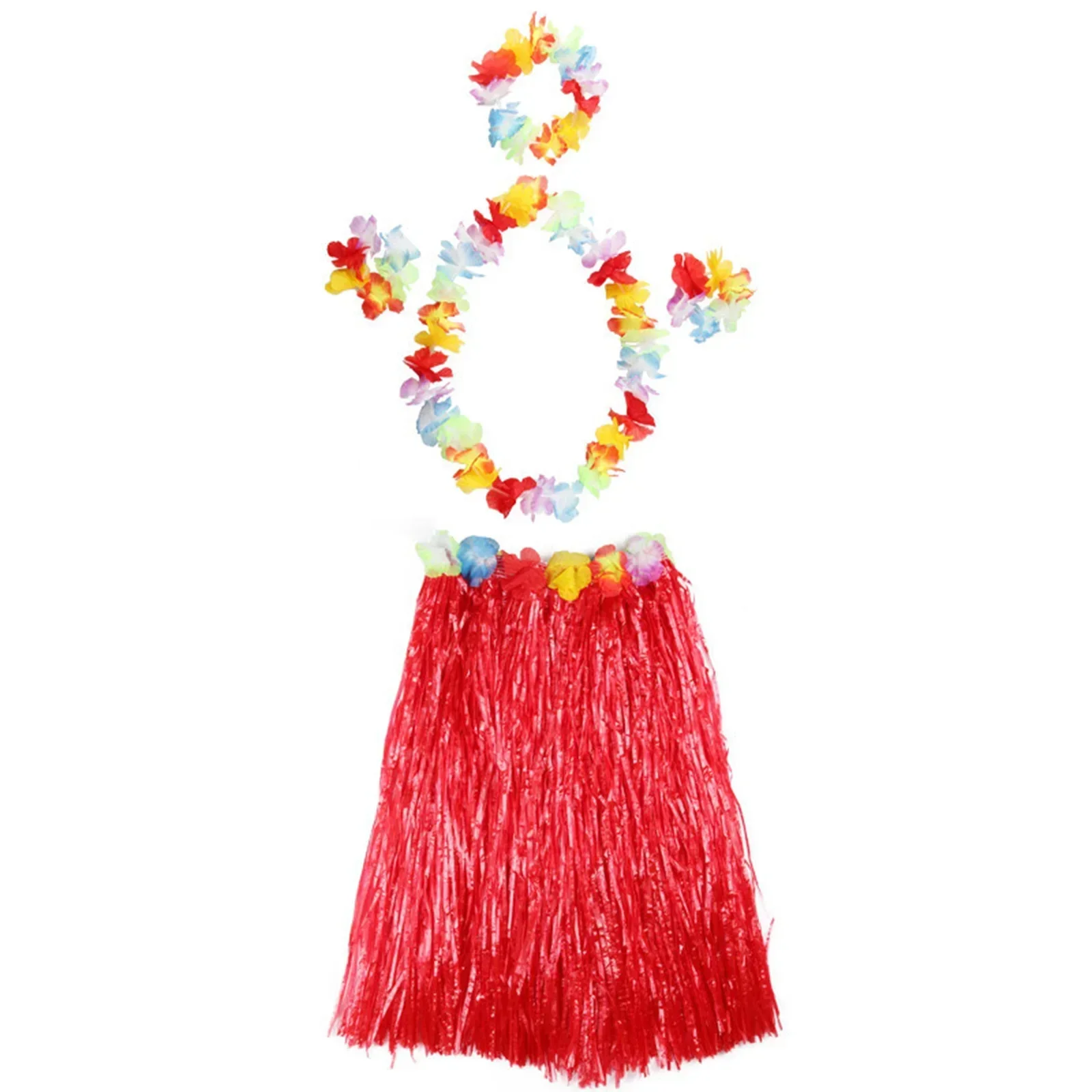 Vestido elegante hawaiano, conjunto de 5 piezas, traje Aloha, incluye falda de hierba Hula, sujetador con guirnalda de flores, perfecto para fiestas en la playa y fiestas Luau