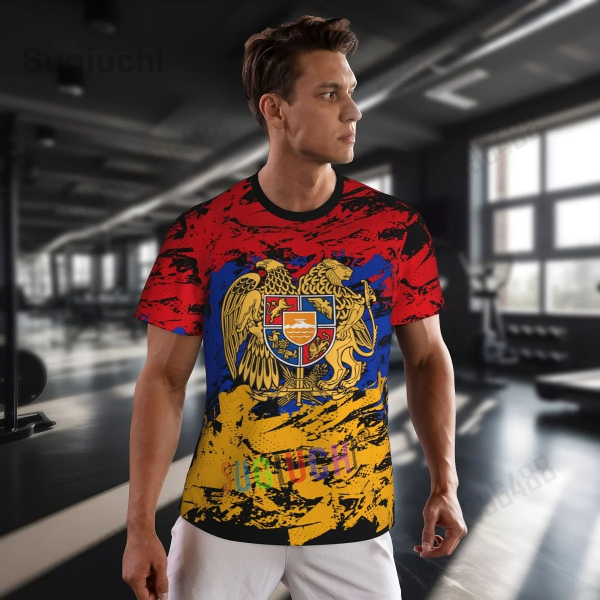 2026 أرمينيا العلم الرجعية ثلاثية الأبعاد الطباعة الصيف تي شيرتات قصيرة الاكمام الرجال النساء ملابس شبكية تنفس الرياضة تيز #1