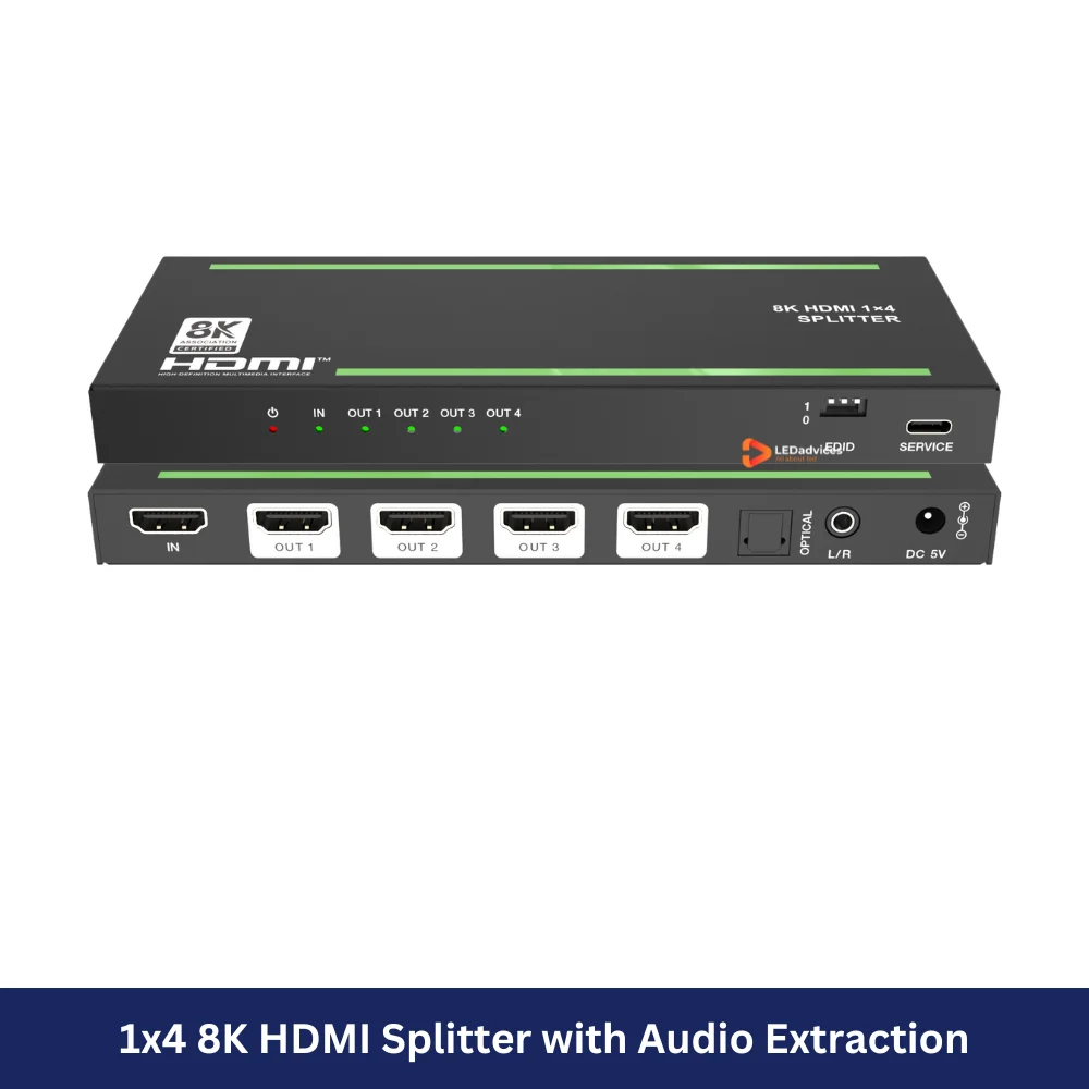

8K60 HDMI 2.1 Splitter 1x2 1x4 40Gbps HDR Dolby Vision HDCP2.3 with Audio Extractor EDID VRR 4K120Hz UHD Distributor