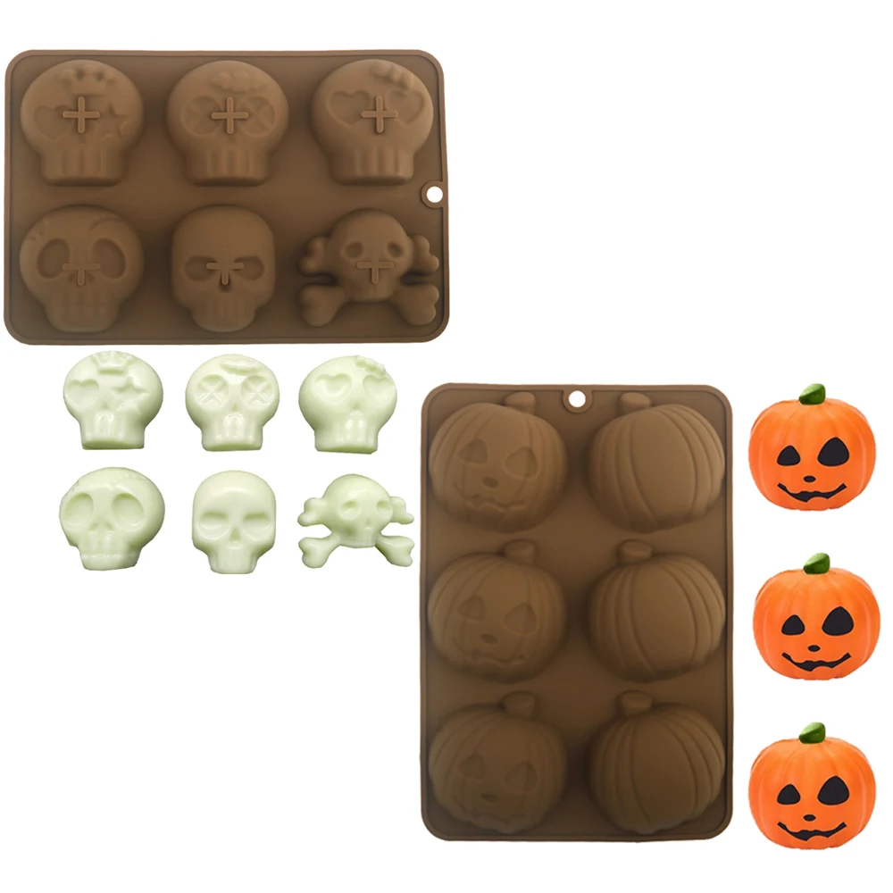 Halloween Schädel Silikon Mousse Form Kürbis Schokolade Kuchen Dessert Form Cartoon Kürbis Backform