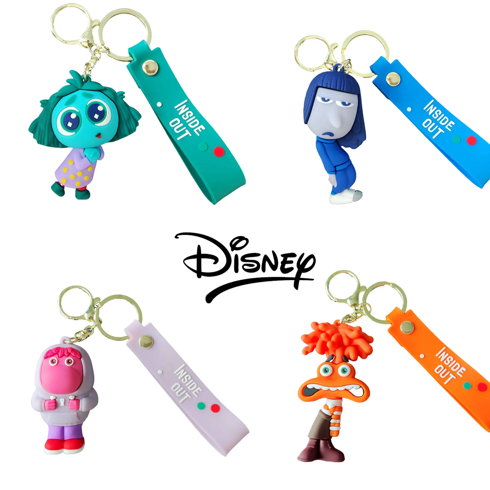 3D Anime Figures Doll Brain Agent Team INSIDE OUT Cartoon Keychain Car Keychain Ring Pendant Animation Action Figure Small Gift