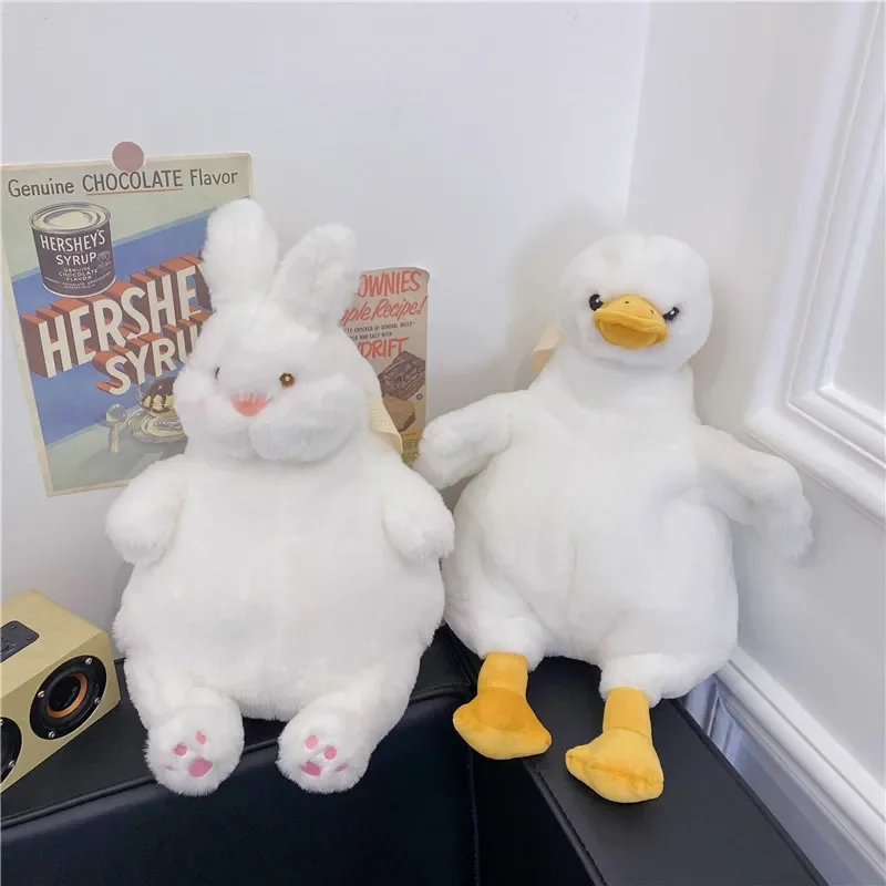 Net red women big white goose plush backpack new cartoon cute duck rabbit shoulder bag girl gift