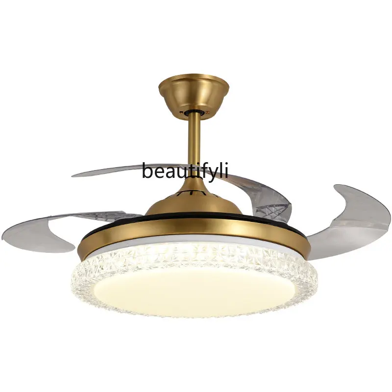 zqFan Lights Modern Minimalist Dining Room Bedroom Living Room Mute Frequency Conversion Invisible Fan-Style Ceiling Lamp