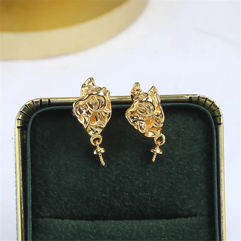 

Gold Plated Pearl Earring Settings, DIY Jewelry Making Supplies, Blank Ear Stud Bases for Handmade Accessories, 1pair No Pearl