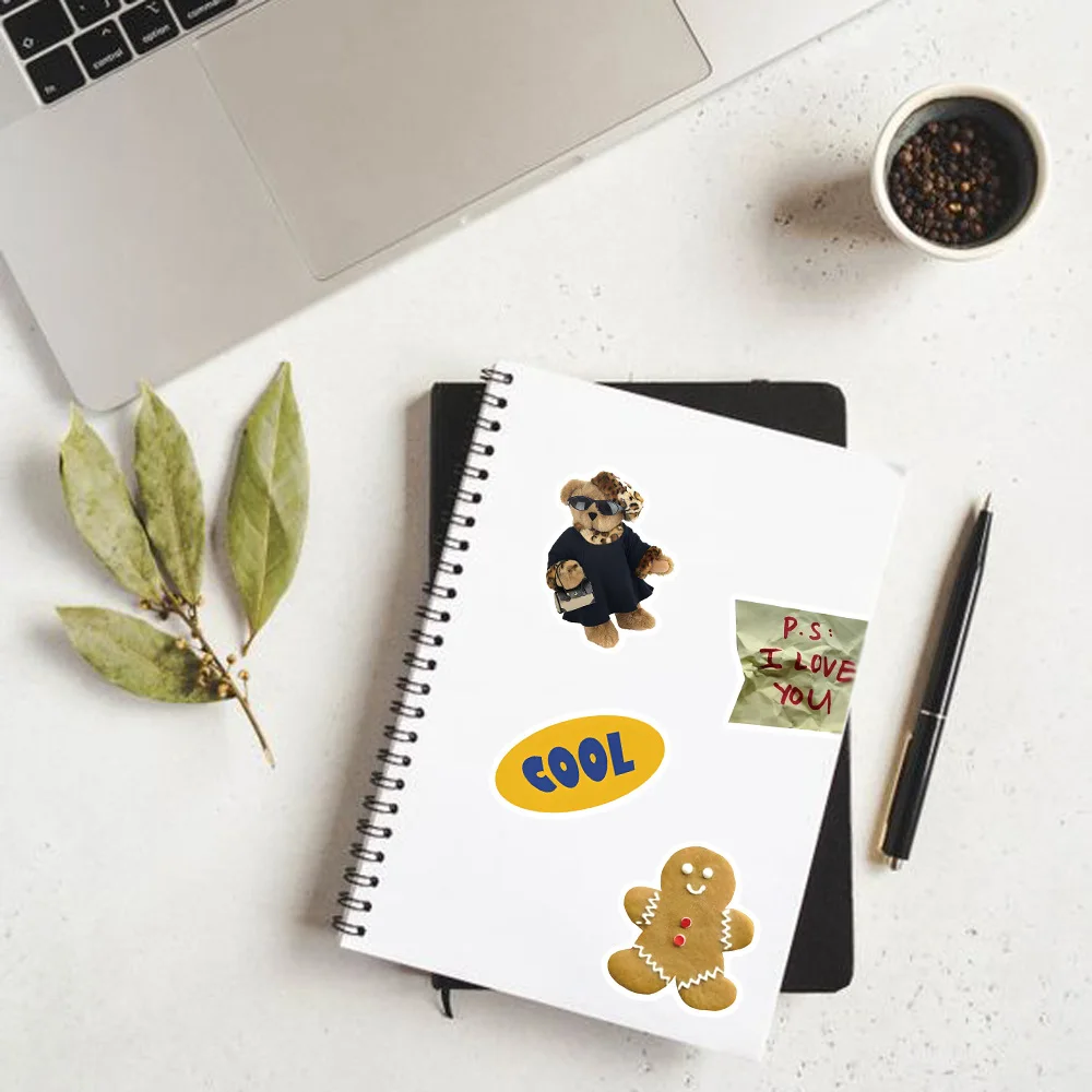 10/30/50pcs Cute Cartoon Stickers Ins Style Kawaii Bear Food Decals For Fridge Laptop Notebook Skateboard Bike Phone Car DIY Toy