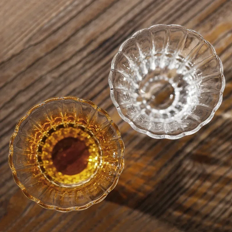 1 Piece 60ml 80ml Heat Resistant Kong Fu Master Tea Cup Small Capacity Vertical Texture Thick Sake Soju Tasting Glass Drinkware 2