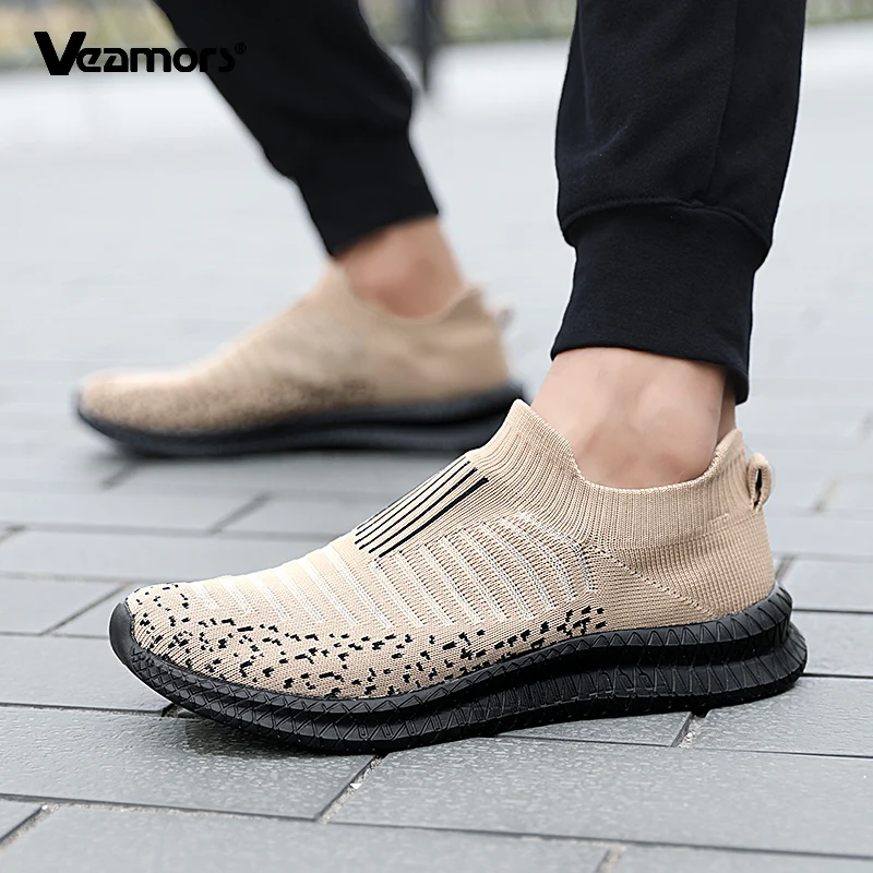 

Breathable Men's Knitted Causal Sneakers Elastic Lightweight Daily Walking Shoes Male Soft Sole Jogging Traveling Shoes