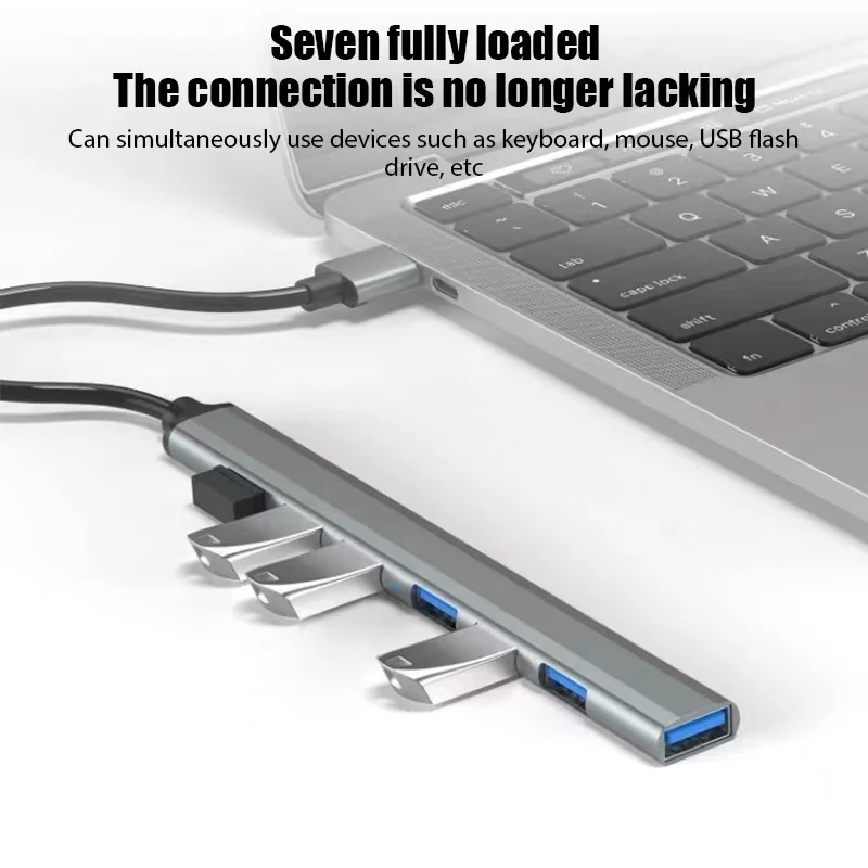 7พอร์ต USB 3.0 Type C ฮับขยาย Splitter ความเร็วสูง OTG อะแดปเตอร์แท่นวางมือถือสำหรับ laptoppc ฮาร์ดไดรฟ์เมาส์คีย์บอร์ด