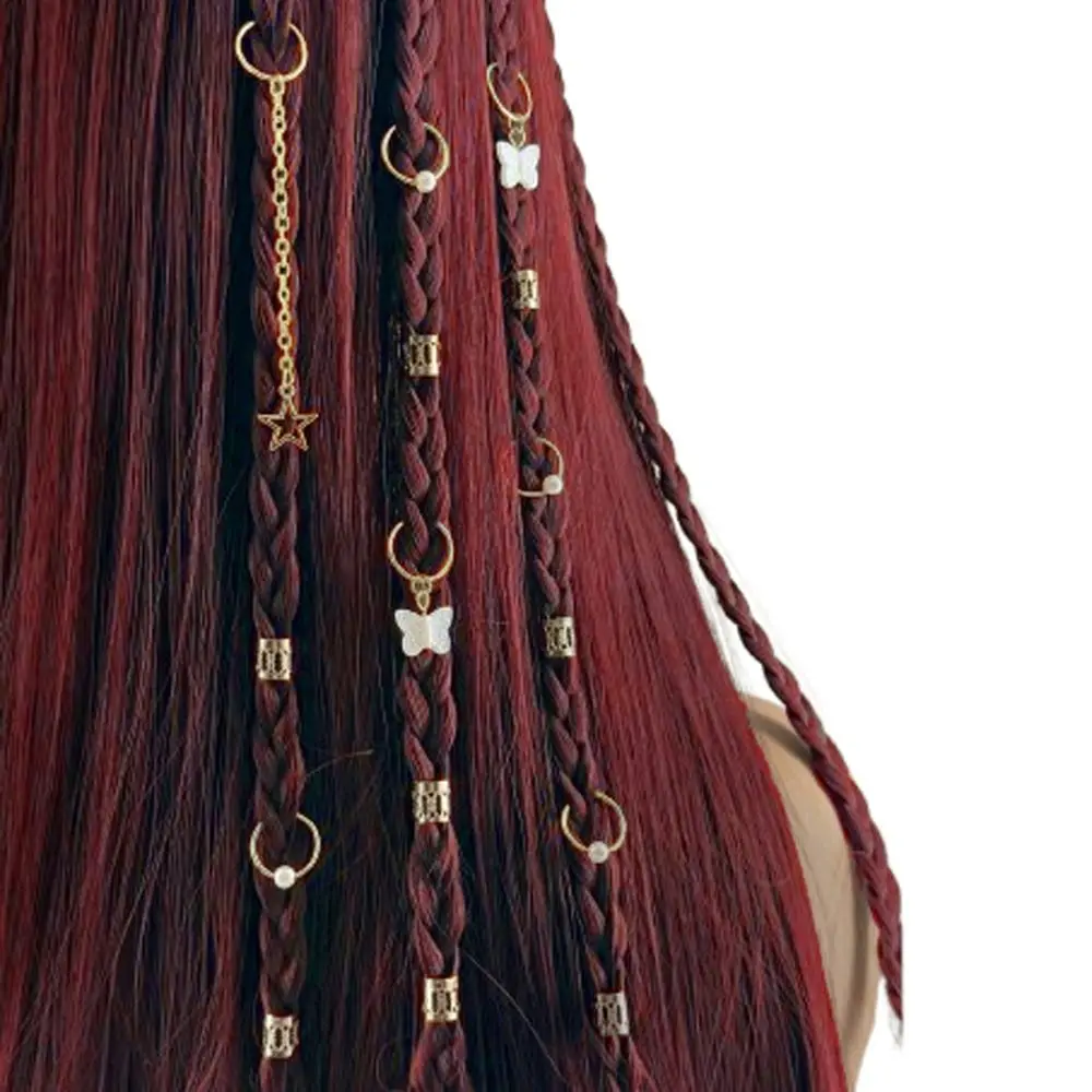 

28 шт., кольцо для волос с бабочкой, плетение волос, замки для дредов, бусины, головные уборы, золотые и серебряные трубки для кос, мужские трубки