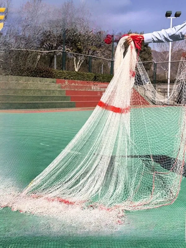 伝統的な手作りナイロンライン釣り網、昔ながらの手投げスパイラルネット、川魚捕獲ツール、アウトドアキャンプ旅行用品